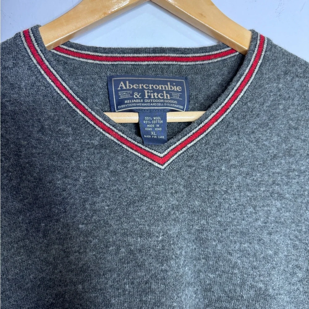 Vintage Abercrombie & Fitch Wool Blend Ringer Sweater Academia Preppy XL Y2K